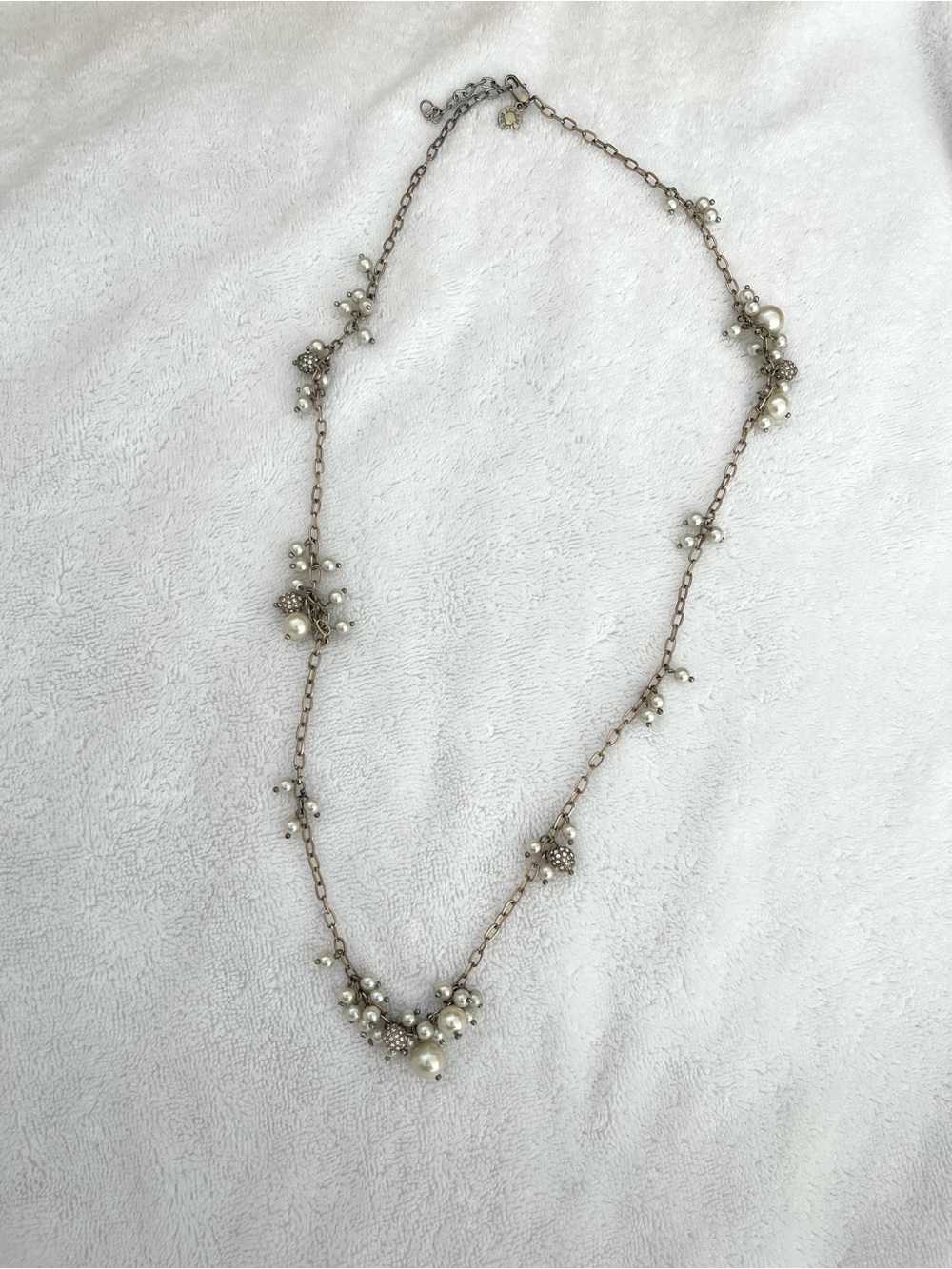 J. Crew Chunky Bunched Faux Pearl Chain Gold Art Deco Preppy Boho Necklace